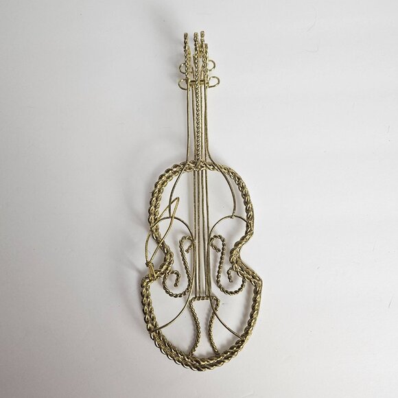 Set of 3 Vtg Gold-Tone Wire Musical Instruments French Horn, Mandolin, Violin - Picture 5 of 11